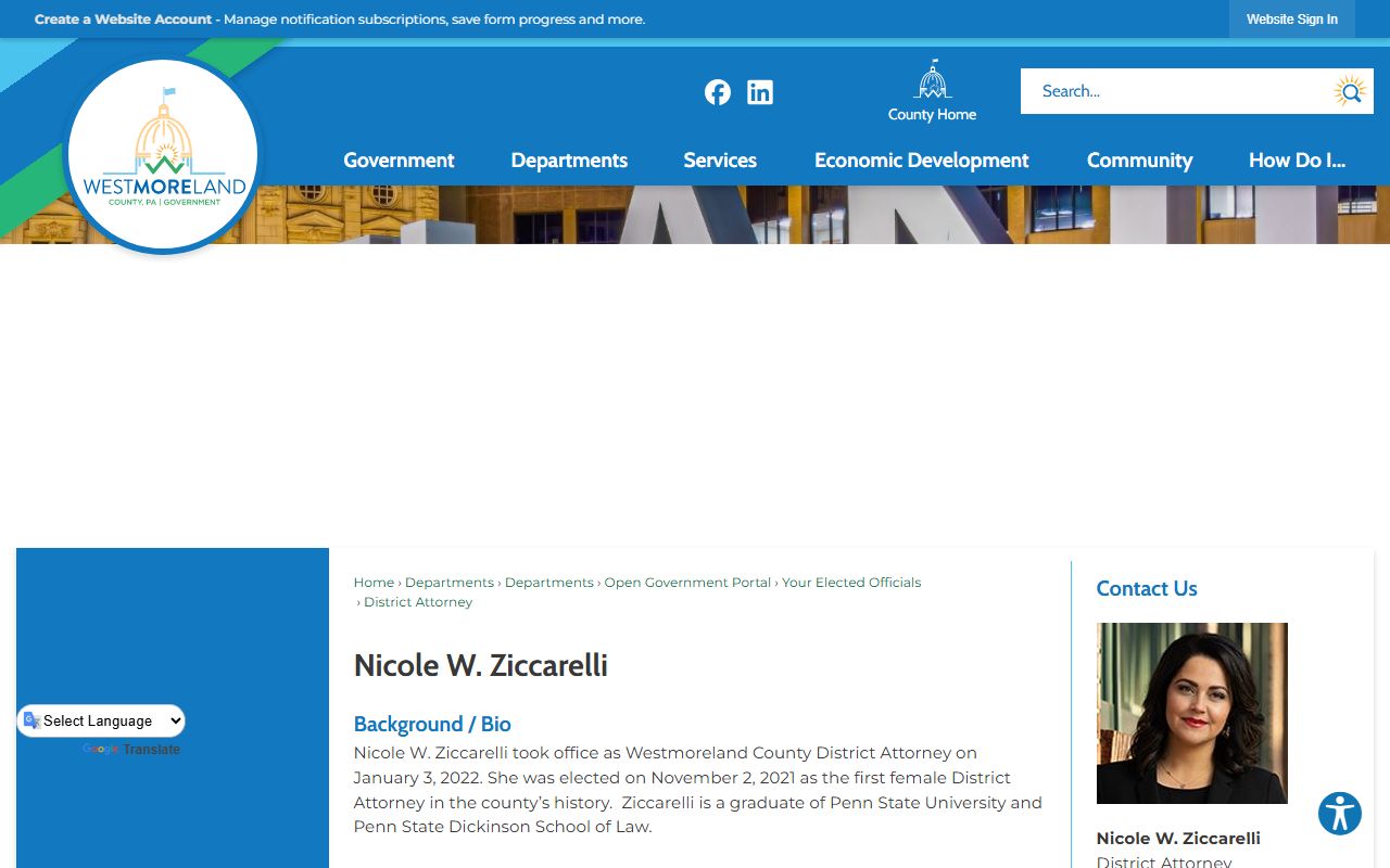 Westmoreland County arrest records and court charges District Attorney biography page