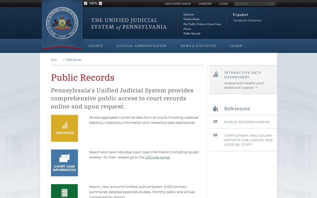 Westmoreland County court records UJS public records profile