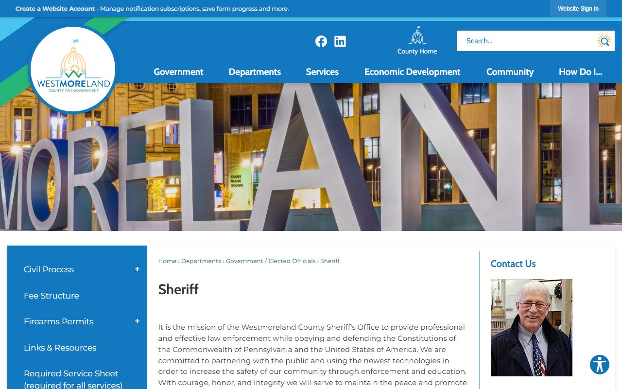 Westmoreland County warrant records sheriff office page